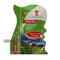 Тибетские Травы маска тканевая  для кожи вокруг глаз + крем Керамиды с Биозолотом Секреты Лан