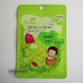 Маска тканевая с экстрактом слизи улитки Daily Dewy Snail Mask Pack MJCare